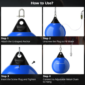 18 Inch 110 Pound Heavy Punching Water Aqua Bag with Adjustable Metal Chain-Blue view 7