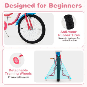 18 Inch Girls Bike for 3-5 Years Old Kids Bike with Doll Seat and Training Wheels view 8