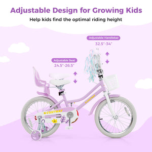 18 Inch Girls Bike Kids Bicycle with Doll Seat and Streamers for Children 4-8 Years Old view 5