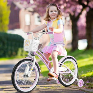 18 Inch Kids Adjustable Bike with Training Wheels-Purple view 2