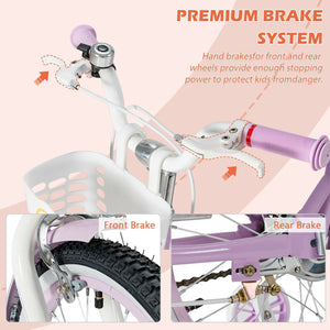 18 Inch Kids Adjustable Bike with Training Wheels-Purple view 8