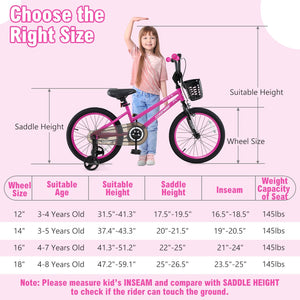 18 Inch Kids Bike Adjustable Bicycle with Front Basket for Children Aged 4-8 Years Old view 4