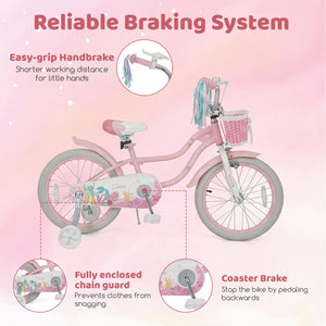 18-Inch Kids Bike Adjustable with Basket and Streamers Pink - Princess of the Sea Theme view 4