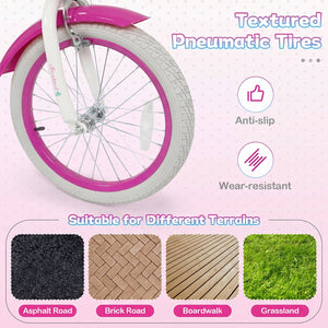 18-Inch Kids Bike Adjustable with Basket and Streamers Rose Red - Princess of the Sea Theme view 7