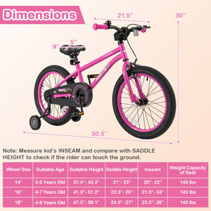 18 Inch Kids Bike for 4-8 Years Old Adjustable with Removable Training Wheels view 4