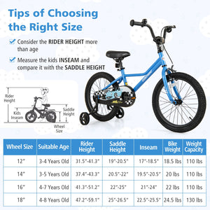 18 Inch Kids Bike with Removable Training Wheels for Aged 4-8 Years Old view 4