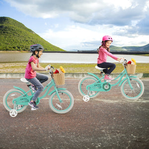 18-Inch Kids Bike with Training Wheels and Adjustable Handlebar Seat-Green view 3