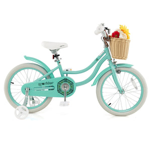 18-Inch Kids Bike with Training Wheels and Adjustable Handlebar Seat-Green view 4
