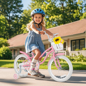 18 Inch Kids Bike with Training Wheels and Basket for Boys Girls 4-8 Years Old-18 inches view 2