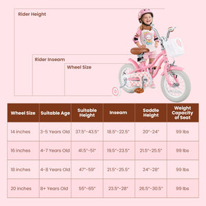 18 Inch Kids Bike with Training Wheels and Basket for Boys Girls 4-8 Years Old-18 inches view 4