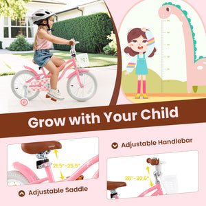 18 Inch Kids Bike with Training Wheels and Basket for Boys Girls 4-8 Years Old-18 inches view 7