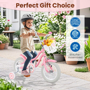 18 Inch Kids Bike with Training Wheels and Basket for Boys Girls 4-8 Years Old-18 inches view 9