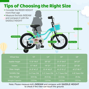 18 Inch Kids Bike with Training Wheels and Basket Green Color view 4