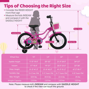 18 Inch Kids Bike with Training Wheels for Aged 3-8 Years Old - Magic Rose view 4