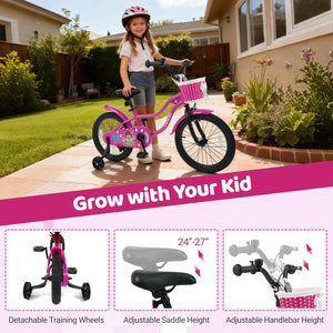 18 Inch Kids Bike with Training Wheels for Aged 3-8 Years Old - Magic Rose view 6
