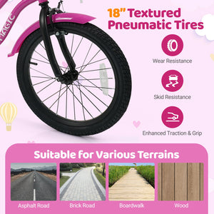 18 Inch Kids Bike with Training Wheels for Aged 3-8 Years Old - Magic Rose view 7