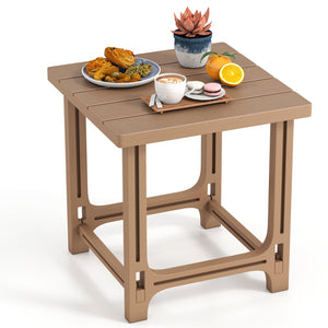18 Inch Outdoor Adirondack Side Table with Slatted Surface-Brown view 4