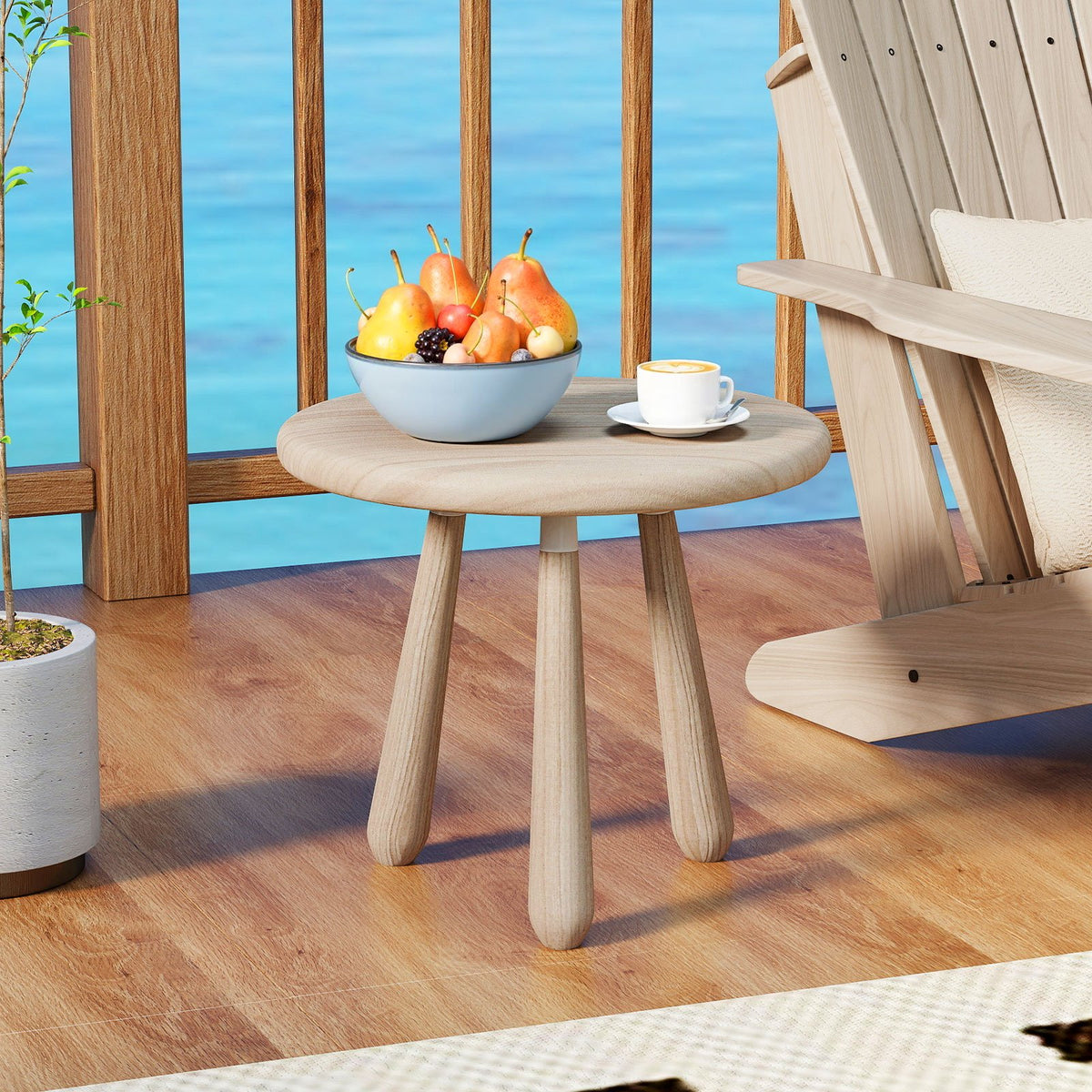 18 Inch Outdoor Mahogany Wood Side Table with Thickened Board view 2