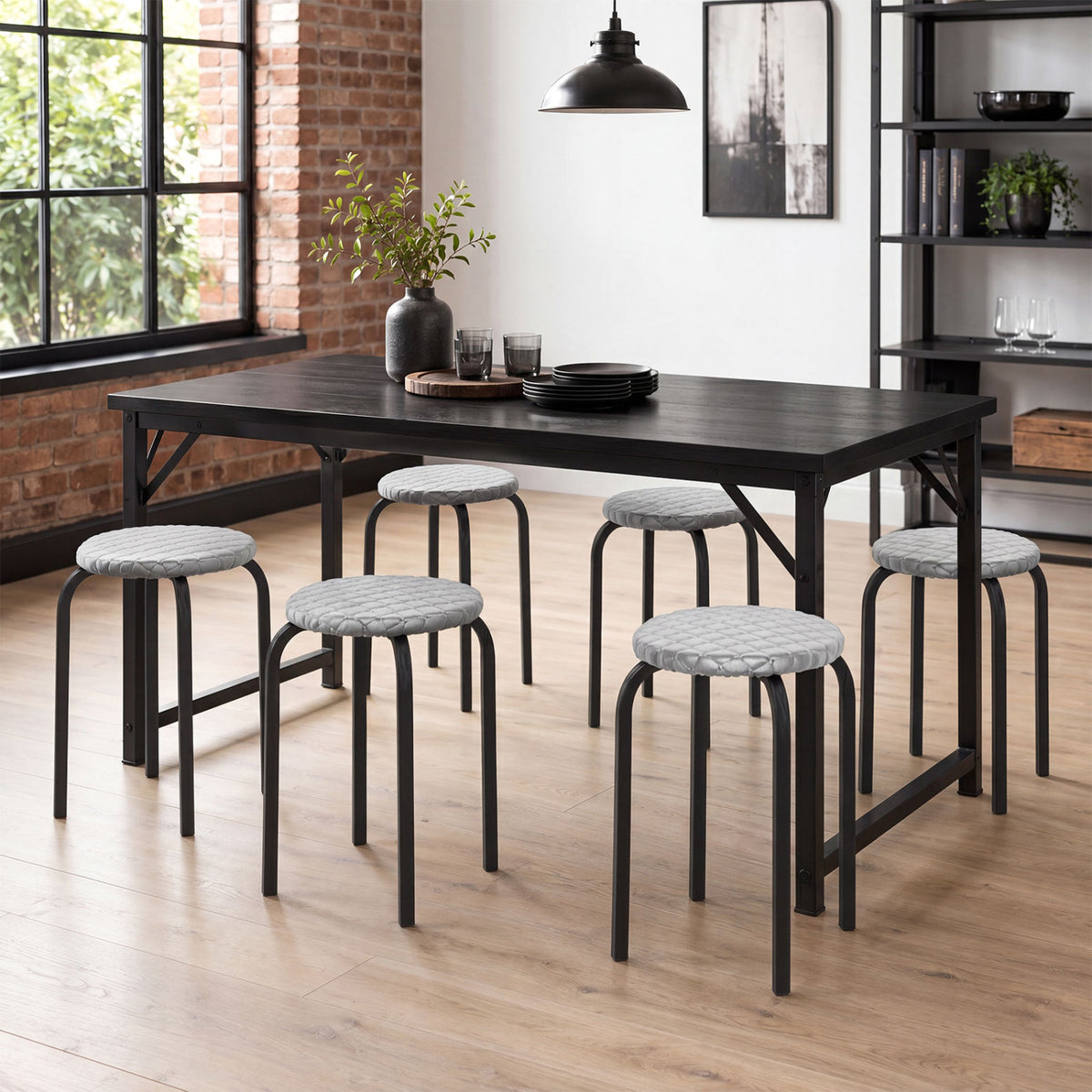18 Inch Round Stackable Stools with Removable Washable Covers-Set of 6 view 2