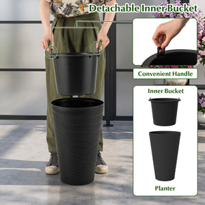 18 Inch Tall Flower Pot Set of 2 with Insert Bucket and Handle Design-Black view 8