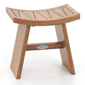 18 Inch Teak Wood Shower Bench with Curved Seat for Bathroom view 4