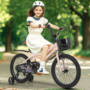 18 Inches Kids Bike with Basket and Adjustable Handlebar for 4-8 Years Old view 2