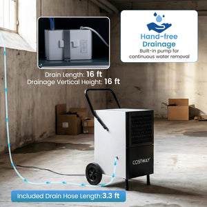189 Pints Commercial Dehumidifier with Built-in Water Pump-Black view 8