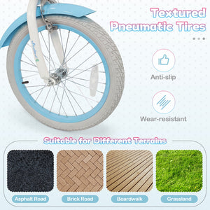 18 Inch Kids Bike Adjustable with Basket and Streamers Blue for Kids Aged 4-8 Years Old - Princess of the Sea Theme view 9