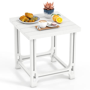 18 Inch Outdoor Adirondack Side Table with Slatted Surface-White view 4