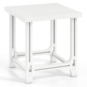 18 Inch Outdoor Adirondack Side Table with Slatted Surface-White