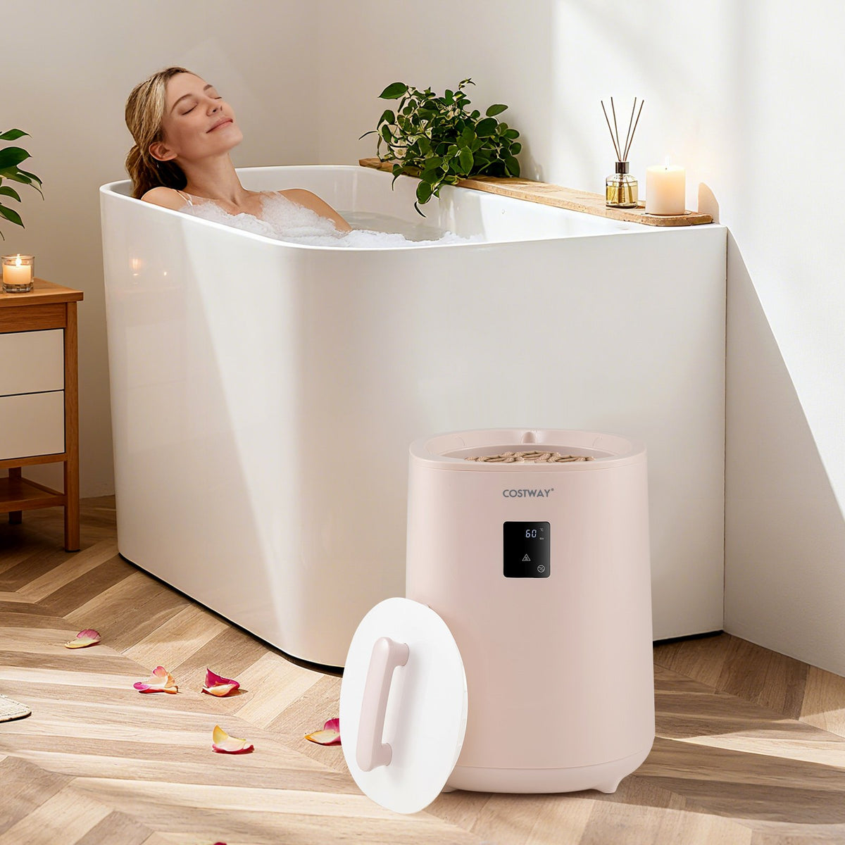 18L Large Towel Warmer with LED Display and Auto Shut off-Pink view 2