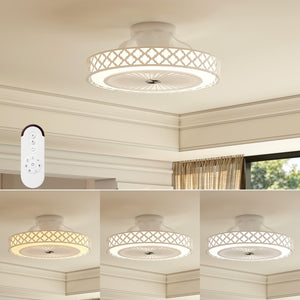 19 Inch Ceiling Fan with Light Low Profile Flush Mount Fan-White view 2