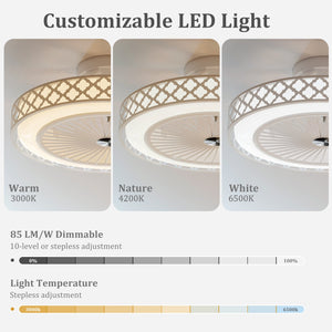 19 Inch Ceiling Fan with Light Low Profile Flush Mount Fan-White view 5
