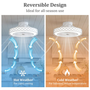 19 Inch Ceiling Fan with Light Low Profile Flush Mount Fan-White view 7