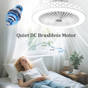 19 Inch Ceiling Fan with Light Low Profile Flush Mount Fan-White view 8
