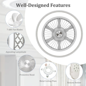 19 Inch Ceiling Fan with Light Low Profile Flush Mount Fan-White view 9