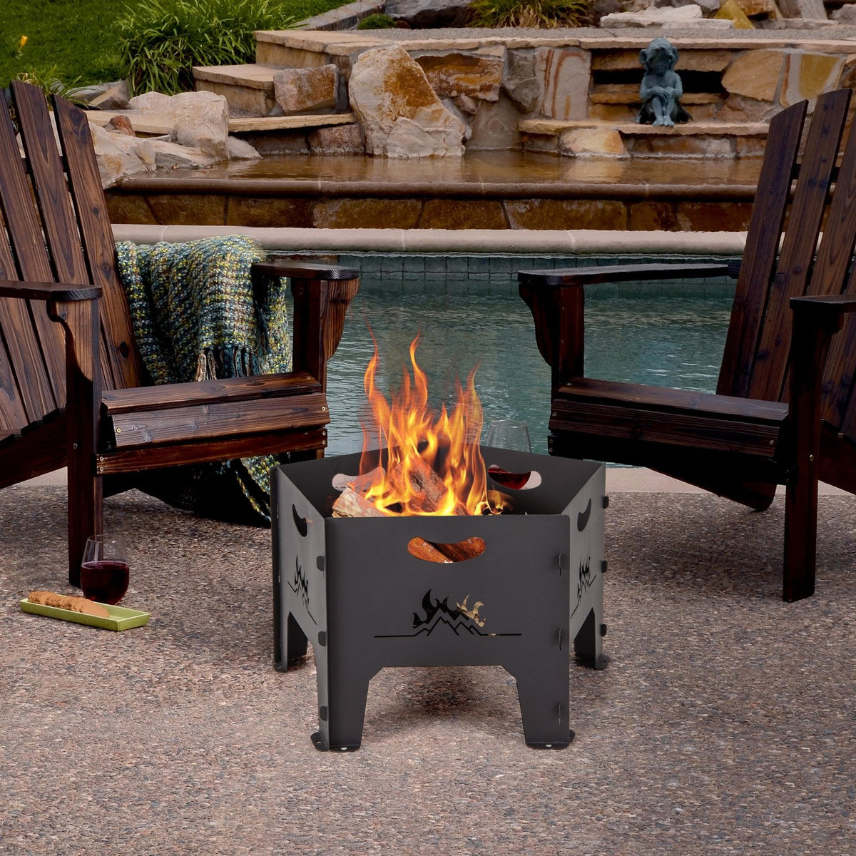 19 Inches Collapsible Portable Plug Fire Pit with Storage Bag view 2
