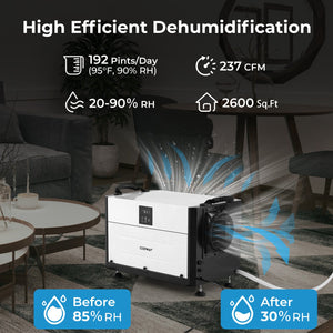192 Pint Crawl Space Dehumidifier with 3 Modes and 24H Timer-White view 4
