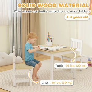 Qaba Kids Table and Chairs Set, Toddler Table and 2 Chair Set for Activity, Art, Craft, Reading, Learning