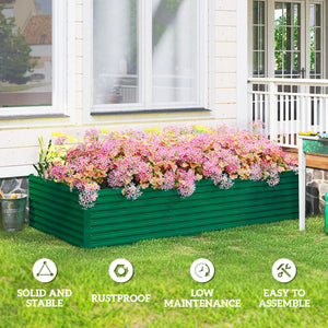 8' x 4' x 2' Raised Garden Bed, Galvanized Planter Box for Growing Flowers, Herbs and Vegetables, Green