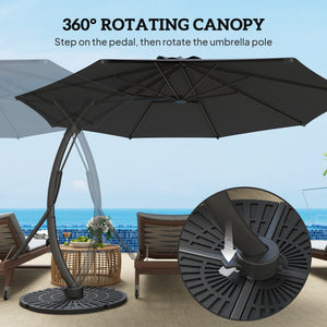 11FT Patio Umbrella, Cantilever Umbrella with 8 Ribs, 360° Rotation, Easy Adjustment for Garden, Deck, UPF 50+, Grey
