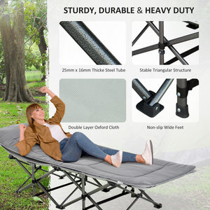 Folding Camping Cot with Mat & Pillow, Double Layer Oxford Heavy Duty Sleeping Cot with Carry Bag Blue – view 11