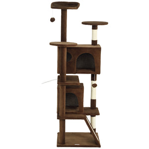 54" Cat Tree, Multi-Level Cat Tower with Scratching Posts, Cat Condos, Bed, Platforms, Ramp, Toy Ball, Beige – view 85