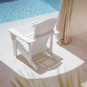 Classic Adirondack Chair Muskoka Chair, Garden Deck Chair with Cup Holder for Patio, Indoor, Backyard, White – view 7