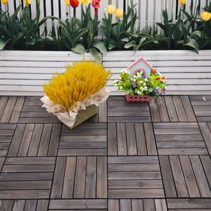 27 Pcs Wood Interlocking Deck Tiles, 12 x 12in Outdoor Flooring Tiles for Indoor and Outdoor Use – view 7