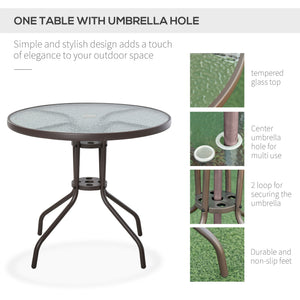 6 Pieces Outdoor Dining Set for 4 with Umbrella Patio Outdoor Furniture Set with Round Table 4 Folding Chairs Cream