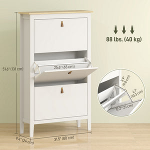 Narrow Shoe Cabinet with 2 Flip Drawers, Adjustable Shelves for Entryway, Holds 10-14 Pairs, White – view 9