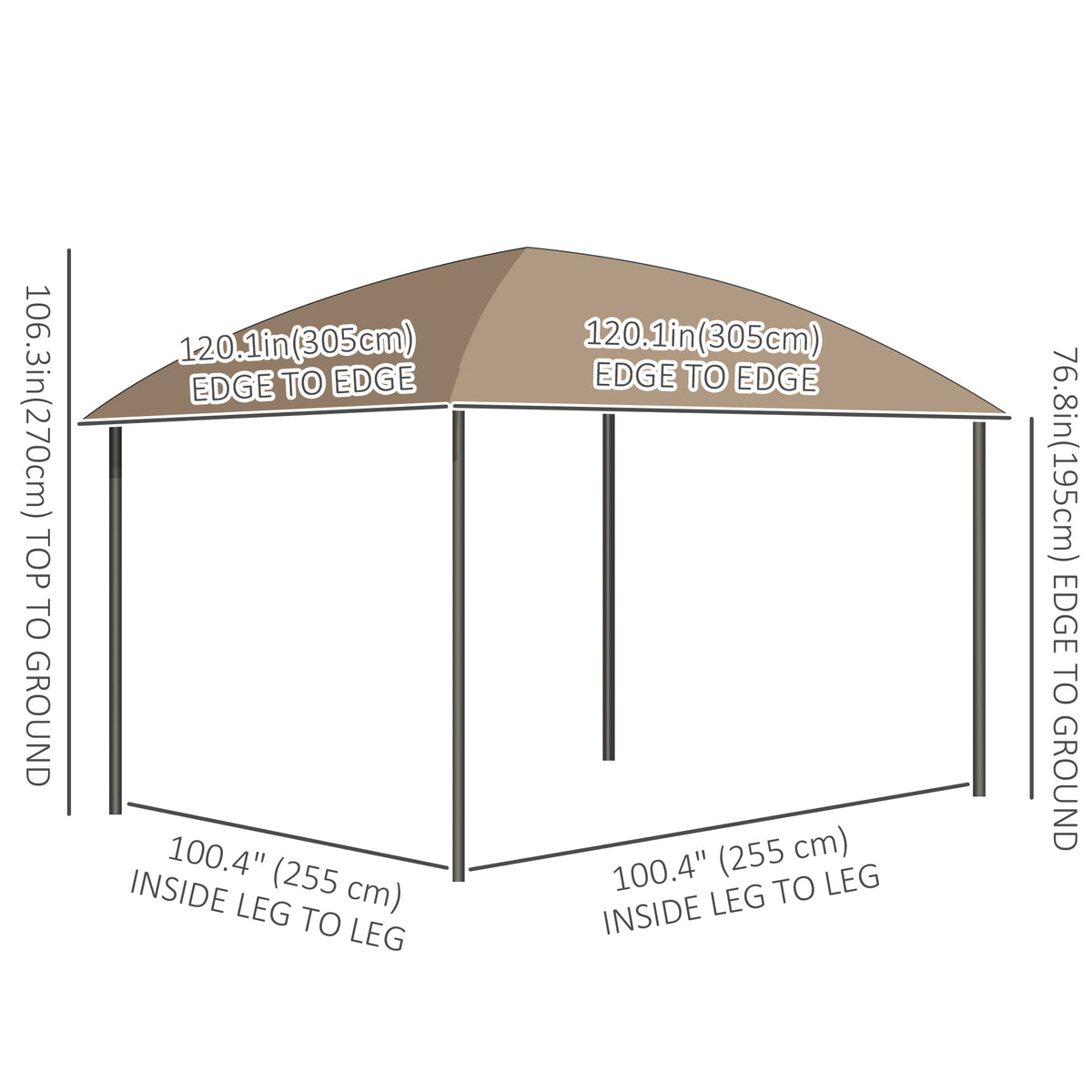 10' x 10' Outdoor Hardtop Gazebo Canopy with UV60+ Polycarbonate Roof, Steel Frame, Central Hook, Curtains – view 2