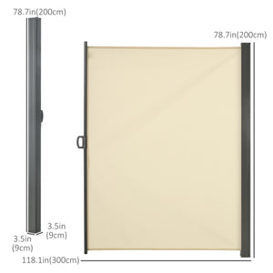 118" x 79" Retractable Side Awning Patio Outdoor Folding Privacy Screen with Resistance to UV Rays & Wind – view 3