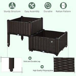 1 Piece Raised Garden Bed PP Raised Flower Bed Vegetable Herb Grow Box Stand Brown – view 13